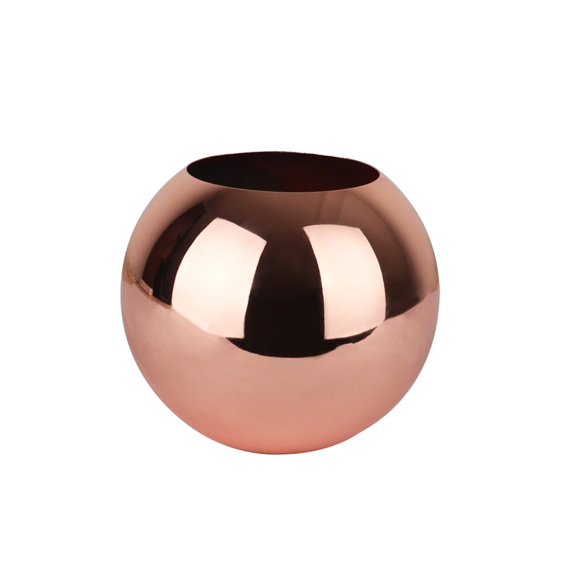 Stainless Steel Vase Metal Golden Spherical Vase Flower Arrangement Table Decoration Decoration