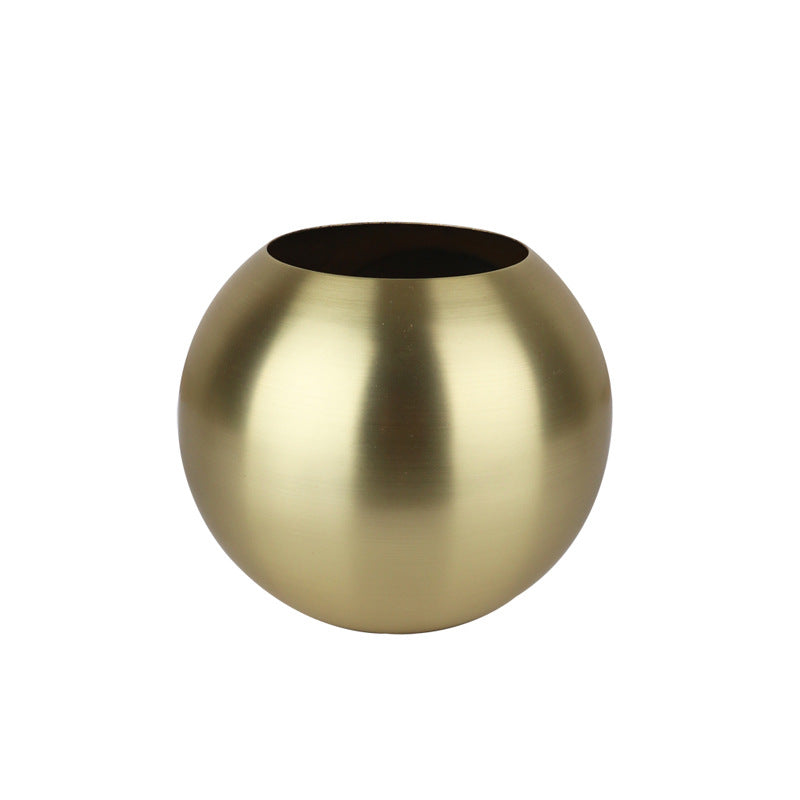 Stainless Steel Vase Metal Golden Spherical Vase Flower Arrangement Table Decoration Decoration