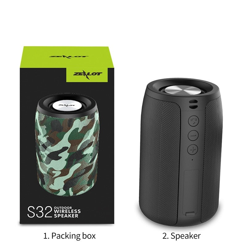 Speaker - ZEALOT S32 Bluetooth Speaker Wireless Portable HIFI Waterproof Outdoor Stereo Music Center