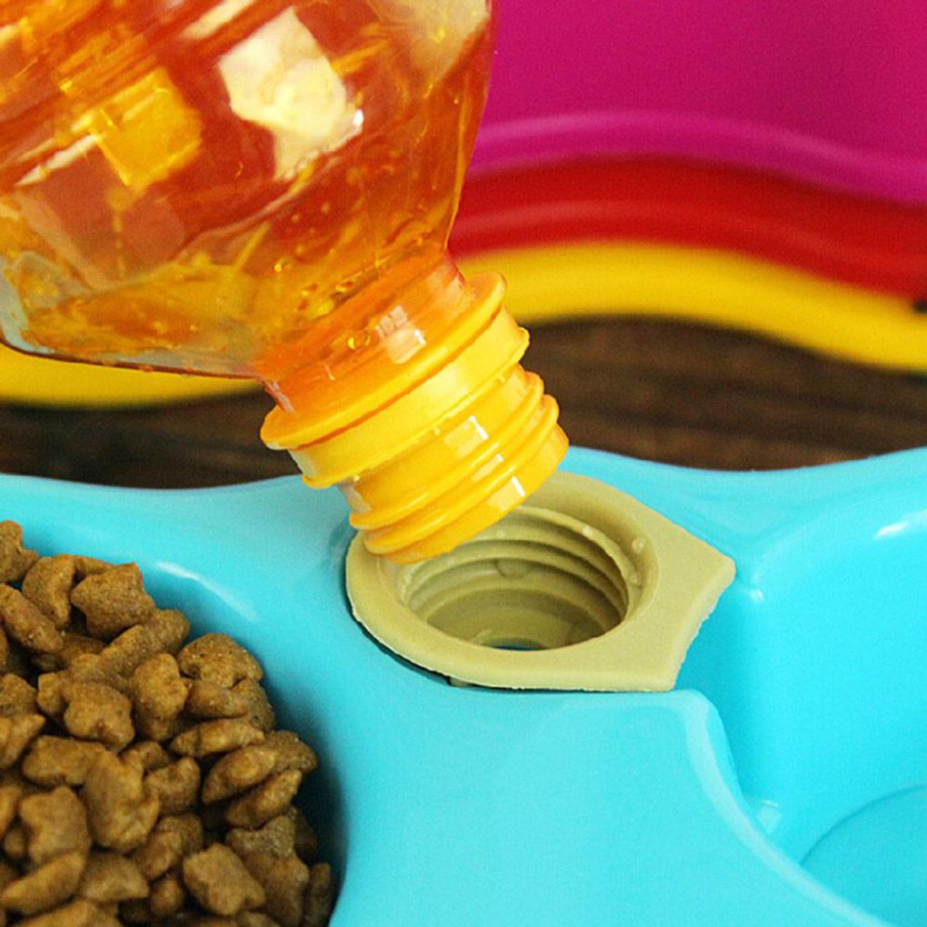 Pet Dual Port Automatic Water Dispenser Feeder and Pet Food Dish Bowl for Cats & Dogs