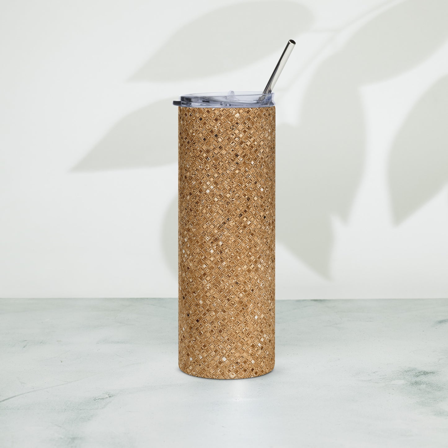 Stainless Steel Gold Glitter Decorative Tumbler