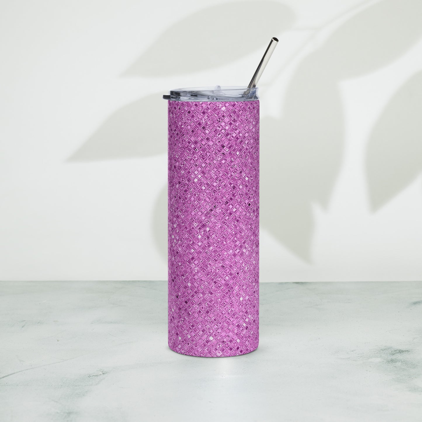 Stainless Steel Purple Glitter Decorative Tumbler