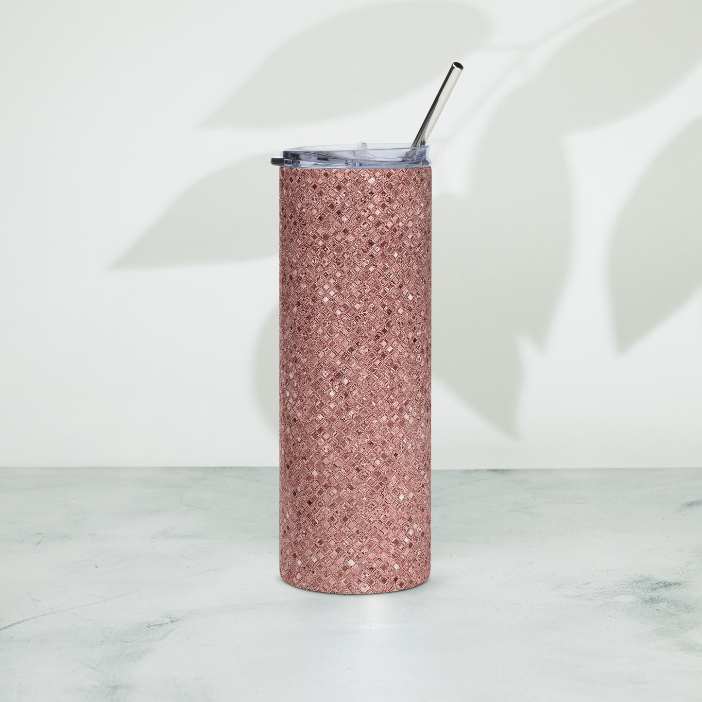 Stainless Steel Rose Gold Glitter Tumbler