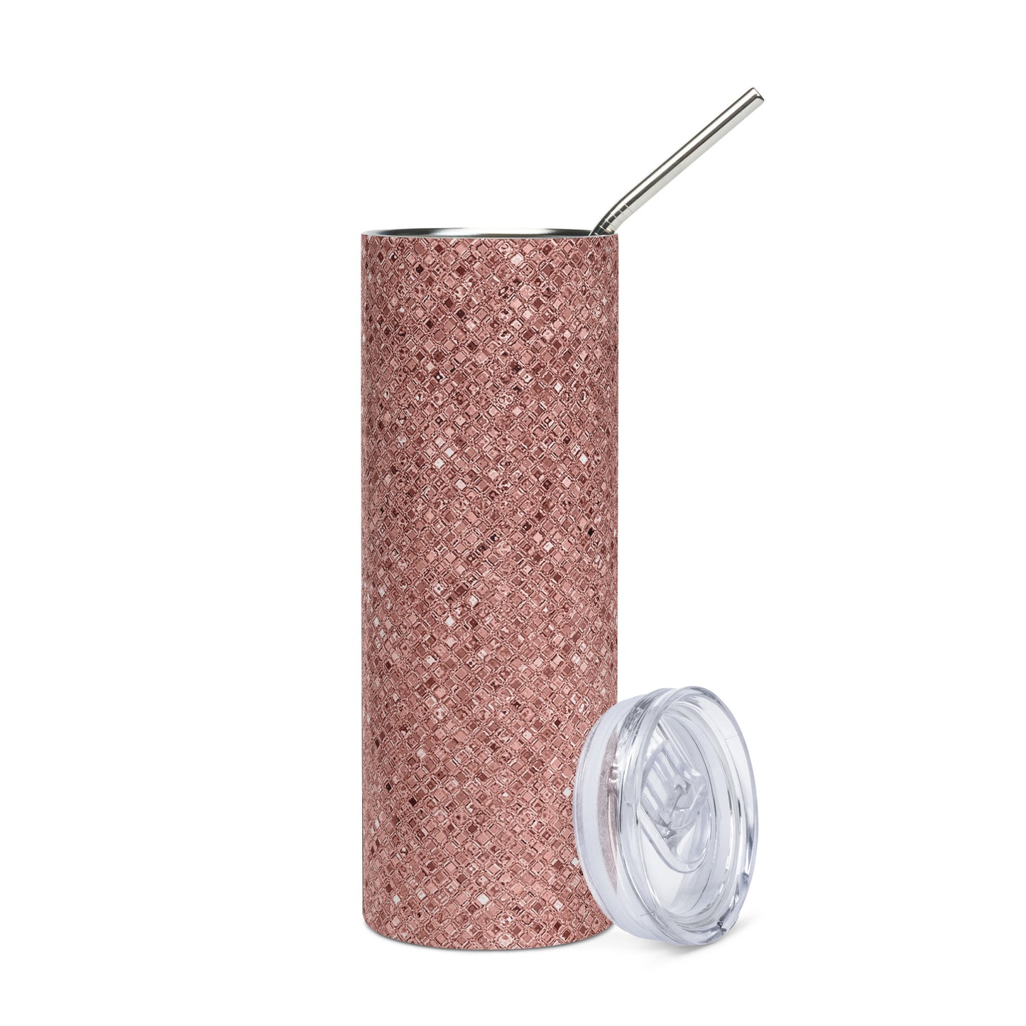 Stainless Steel Rose Gold Glitter Tumbler