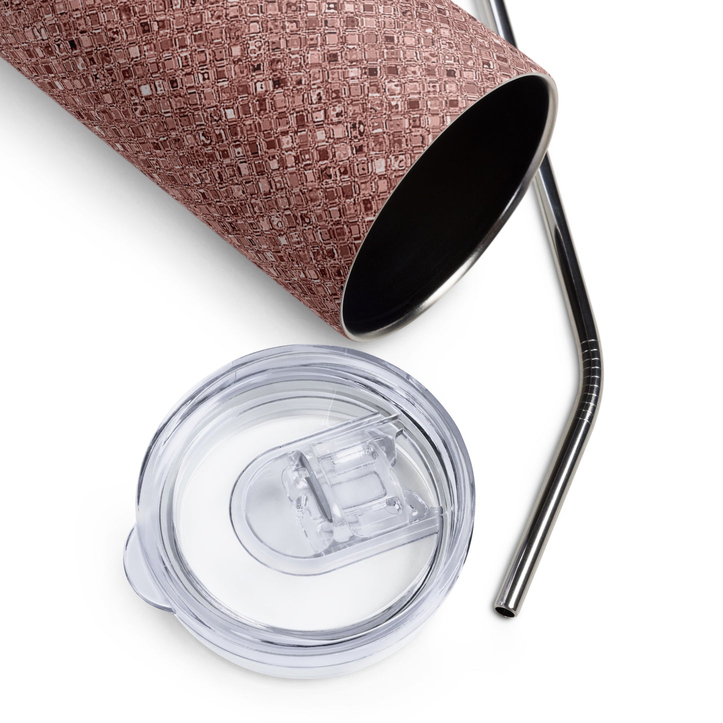 Stainless Steel Rose Gold Glitter Tumbler