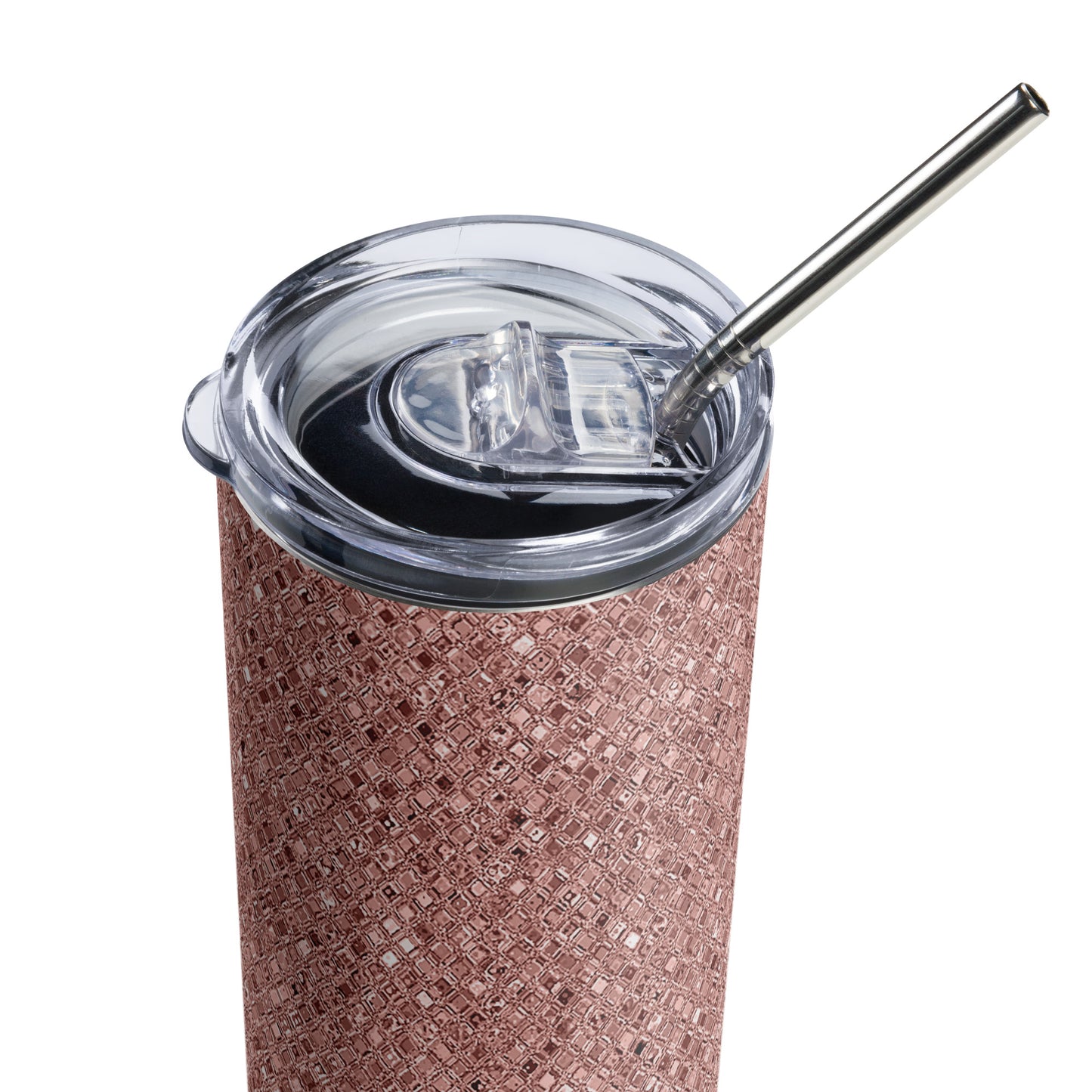 Stainless Steel Rose Gold Glitter Tumbler