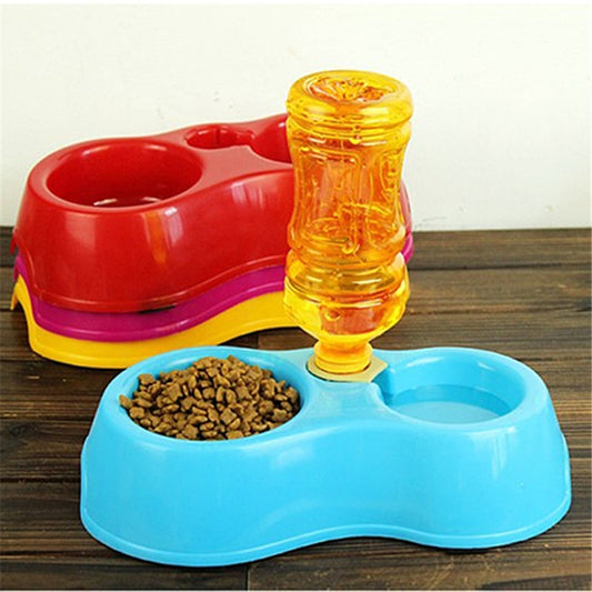 Pet Dual Port Automatic Water Dispenser Feeder and Pet Food Dish Bowl for Cats & Dogs