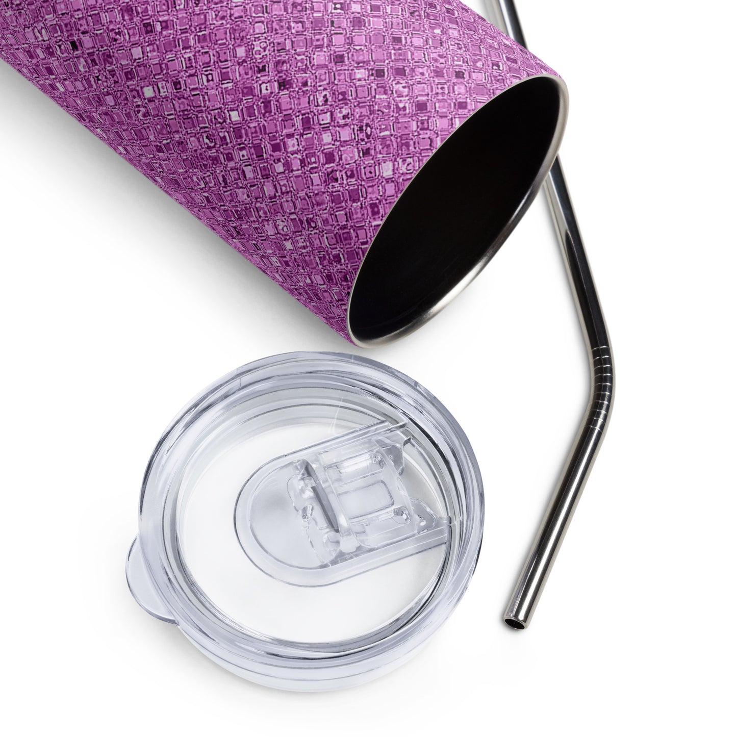 Stainless Steel Purple Glitter Decorative Tumbler